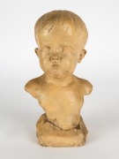 S. MORANI&nbsp;painted chalk ware bust of a child, signed "S. Morani, 1918", 25cm high - 2
