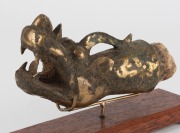 A Chinese bronze dragon&nbsp;handle, most likely from a sedan chair,&nbsp; 19cm long overall - 2