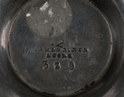 A pair of Georgian pewter candle holders with removable drip pans, 18th century, 17cm diameter - 2