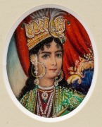 Two antique Indian miniature portrait paintings on ivory, 19th century, the larger 5cm high - 2