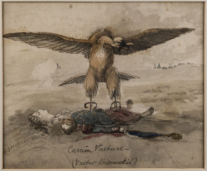 GEORGE GORDON McCRAE&nbsp;[1833 - 1927], Carrion Vulture (Vultur Bismarckii), ink and wash, signed "GG McCrae" at lower left and titled below the image, 23.5 x 28.5cm.