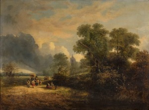 SAMUEL DAVID COLKERTT (1806-1863), Returning From Harvest, oil on board, signed lower left, 45 x 60cm, 67 x 82cm overall