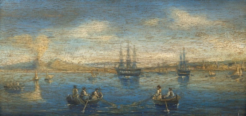 ARTIST UNKNOWN, (Naples, Italy, 19th century), oil on board, ​​​​​​​14 x 29cm, 24 x 39cm overall