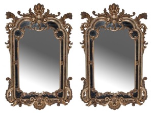 A pair of Italian gilt framed mirrors in the Baroque style, mid 20th century, 112 x 71cm