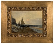 ARTIST UNKNOWN (French, late 19th century), (Normandy Coast), oil on board, signed lower left (illegible), ​​​​​​​27 x 38cm, 53 x 64cm overall - 2