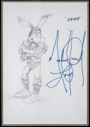 MICHAEL JACKSON 1958 - 2009, Large "Michael Jackson, love" signature in blue felt tip pen on an original pencil sketch or a rabbit named Spike who has been dressed very similarly to Jackson as he appeared in the Grammy winning video Moonwalk. The signed p - 2