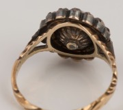 An antique 18ct yellow gold and diamond cluster ring in the Georgian style, set with fifteen rose cut diamonds mounted in sterling silver, 19th century, ​​​​​​​4.4 grams total - 3