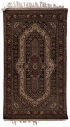 A Persian silk and fine cotton rug with burgundy ground, 195 x 99cm