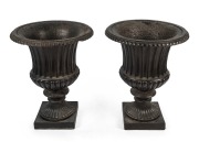 A pair of antique English cast iron garden urns, 19th century, ​​​​​​​76cm high, 60cm diameter