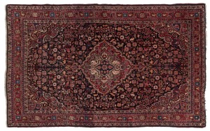 A Jozan Persian hand-knotted wool rug on red ground, 211cm x 131cm. With accompanying certificate and valuation
