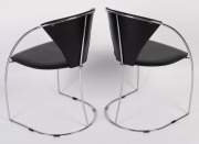 ARRBEN pair of Italian black leather and chrome chairs, late 20th century, 76cm high, 49cm across the arms - 3