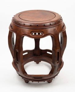 A Chinese rosewood drum stool, 20th century, 45cm high