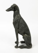 A greyhound statue, chalk ware with metallic finish, 20th century, 77cm high, 32cm deep