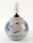 HJORTH Danish pottery lamp base with fish decoration,&nbsp; impressed mark to base, ​​​​​​​25cm high overall - 2