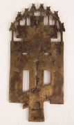 OLD BELIEVERS Russian bronze icon cross with remains of blue enamel decoration, 20th century, 24cm high - 2