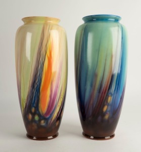 FALCON WARE "Flamar" pair of English Art Deco porcelain vases, factory mark to bases, 38cm high