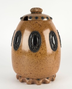 REINHOLD MERKELBACH lidded pottery jar, designed by PAUL WYNAND, circa 1910, 30cm high