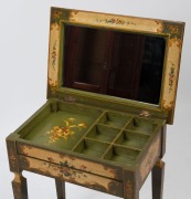 An Italian vanity table with all-over hand-painted decoration, compartmentalised drawer and flip-top mirrored box, circa 1910, ​​​​​​​61.5cm high, 50cm wide, 35.5cm deep - 2