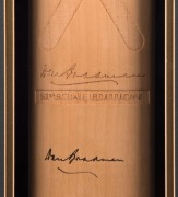 Full size Slazenger Bradman Majestic special edition bat with original Bradman signature to face, attractively framed and glazed, overall 109 x 33cm - 2