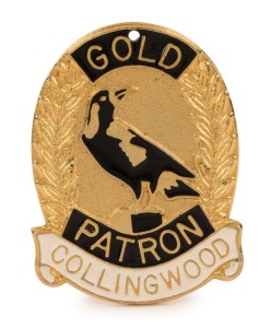 COLLINGWOOD: "Gold Patron" enamel and brass fob, circa 1980s. The first example offered by us.