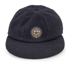 INDIAN TEST CRICKET TEAM: Navy blue wool cap with logo embroidered to front panel.