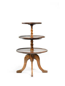 DUMB WAITER: Circular 3 tier mahogany, early 19th century.&nbsp;