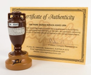 The Ashes, replica urn signed to the base by Australian wicket keeper Tim Paine; with CofA.