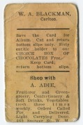 A rare early 1920s card depicting W.A. ("Billy") BLACKMAN; number 49 from a series issued for A. ADIE, Fruiterer and Green-grocer at 469 Spencer Street, West Melbourne. Extremely rare; we are aware of only one other example. - 3