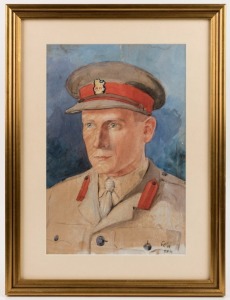KOZMINSKY, (portrait of an English officer),  watercolour,  signed, dated '19 and the location noted "Tiflis" (Tbilisi in Georgia), 36cm x 23cm, 50cm x 37cm overall