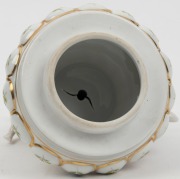 MEISSEN antique German porcelain lidded urn on stand with hand-painted classical scene, applied flowers and figural decoration, A/F, 19th century, blue crossed swords mark, 70cm high - 3