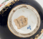 COALPORT antique English blue porcelain vase with hand-painted floral cartouche, early to mid 19th century, 18.5cm high - 3