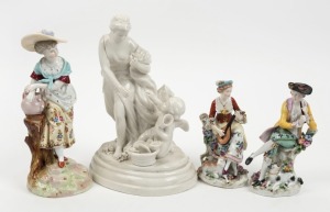 Four assorted Continental porcelain statues, German and Italian, 19th and 20th century, ​​​​​​​the largest 24cm high