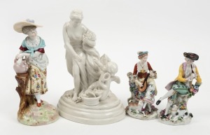 Four assorted Continental porcelain statues, German and Italian, 19th and 20th century, the largest 24cm high