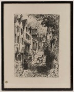 A group of European and English etchings, lithographs and prints, mostly framed and glazed, (11 items), the largest 70 x 55cm overall - 4