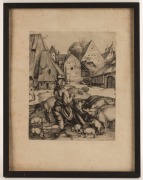 A group of European and English etchings, lithographs and prints, mostly framed and glazed, (11 items), the largest 70 x 55cm overall - 7