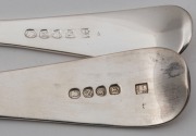 Georgian sterling silver cutlery with engraved armorial crests, comprising 12 dinner forks, 12 entree forks, 12 tablespoons, 12 dessert spoons, 12 teaspoons, a basting spoon, and four sauce ladles, by William Eley, William Fearn & William Chawner&nbsp;of Londo - 3