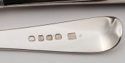 Georgian sterling silver cutlery, comprising 12 dinner forks, 12 entree forks, 12 table spoons, 12 dessert spoons, 12 teaspoons, plus 12 dinner knives and 12 entree knives, (84 items) 2340 grams silver weight not including knives - 2