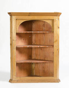 English pine corner wall shelves, early 19th century. Height 122cm, width 94cm, depth 47cm