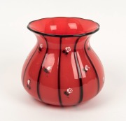 LOETZ "Tango" Bohemian red glass vase with hand-painted finish, early 20th century, ​​​​​​​10cm high