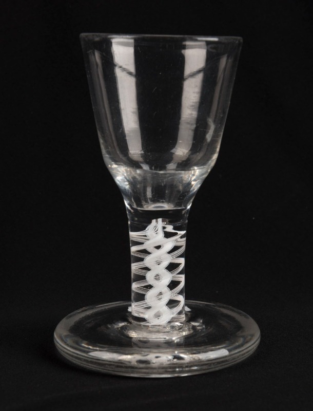 A Georgian air twist toasting glass, 18th century, 10cm high