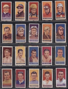 1934 Amalgamated Press: Sportsmen of the World, complete set of trade cards (32), including Charles Kingsford Smith, Jim Mollison, Alan Cobham, Max Baer, Bill Woodfull, Don Bradman and Jack Crawford.