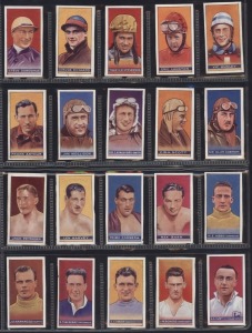 1934 Amalgamated Press: Sportsmen of the World, complete set of trade cards (32), including Charles Kingsford Smith, Jim Mollison, Alan Cobham, Max Baer, Bill Woodfull, Don Bradman and Jack Crawford.