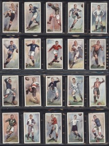 1928 Players "Footballers 1928" complete set of 50, plus 1928-29 Players "Footballers 1928-29" complete set of 25. Mostly VF-EF. (Total: 75 cards).