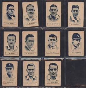 1931 Australian (Giant Brand) Licorice "South African Cricketers", complete set [12], noted Morkel, Cameron, Quinn and Mitchell. Mainly G/VG.