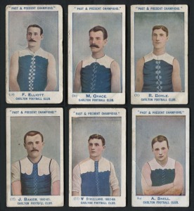 W.D. & H.O.WILLS: 1905 "Past & Present Champions", the complete set of six Carlton "Capstan" Cigarette or Tobacco cards, (6).
