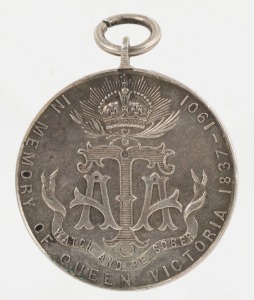 1901 Queen Victoria Empress of India, silver Army Temperance Medal, 36mm.