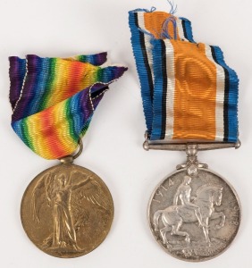 PAIR: 1914-18 British War Medal and Victory Medal, both impressed to 1114 Private P.H. BRACY, 7 BN A.I.F. (2).