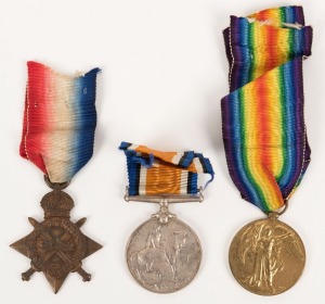 TRIO: 1914-15 Star, 1914-18 British War Medal and 1919 Victory Medal, all named to 11181 PTE. P. BAILEY. YORK & LANC:R. (3).