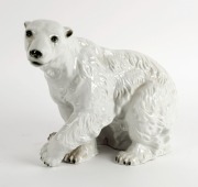 ROYAL DUX "Polar Bear" Czechoslovakian porcelain statue, pink triangle and green factory mark to base, 26cm high, 32cm long