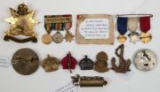 Various badges, fobs, etc., incl. NSW Volunteer Infantry Regiment sewn-on badge; Australian Artillery collar badge circa 1910; an RAN Bridging Train hat badge; Australian coat-of-arms on Arendsen, Melb. backing plate; Australian Engineers Old Sappers Asso - 2